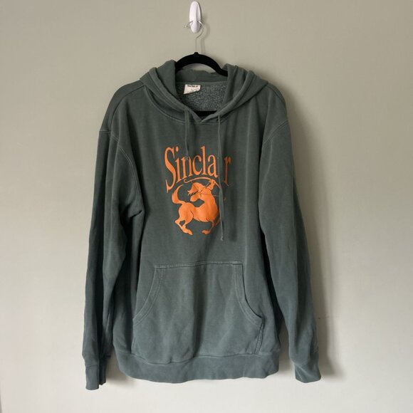 Sinclair Green Orange Logo French Terry Pullover Hoodie Size Large L - Picture 1 of 9